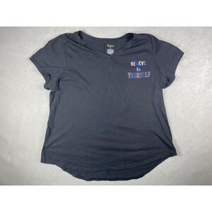 Tek Gear Womens 1X Black Believe In Yourself Graphic V-Neck T-Shirt Activewear